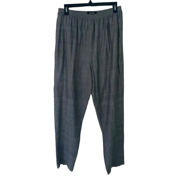 Nitya Womens Two Piece Set Jacket And Pants Suit Size 10 Gray Pure Cotton - Picture 10 of 16